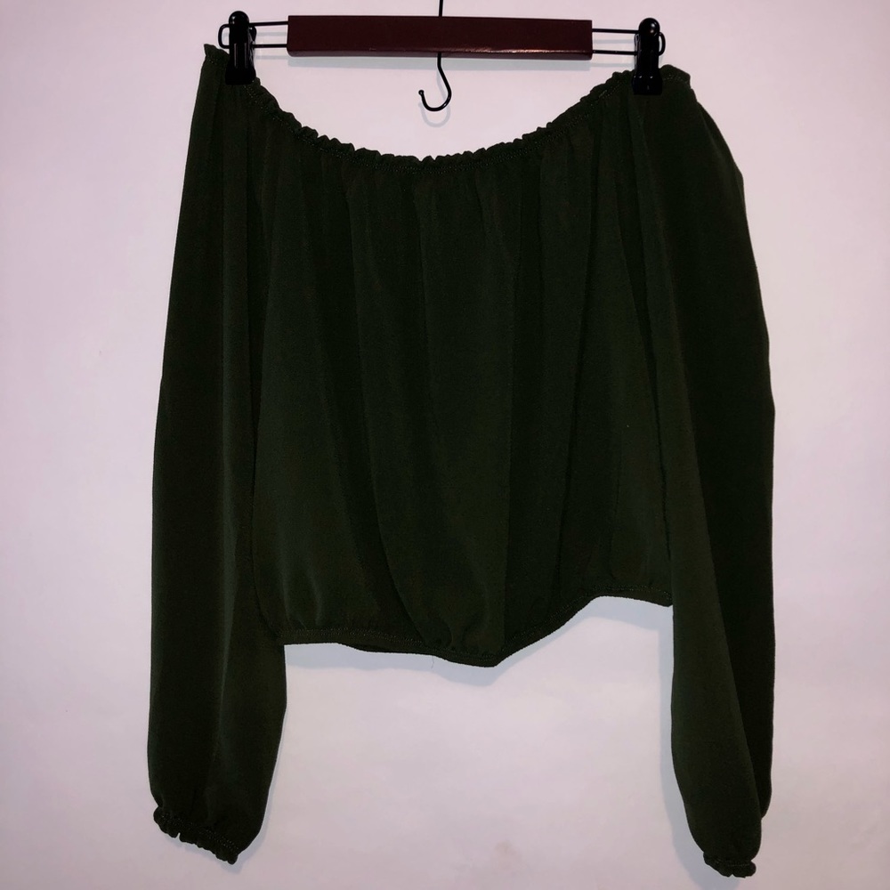 green off the shoulder top